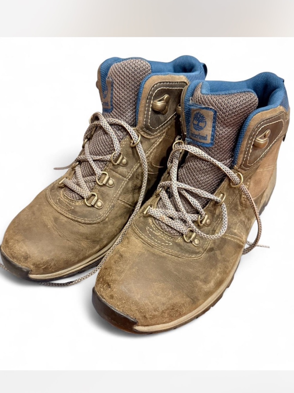 Timberland Brown Leather Hiking Boots with Blue Lining